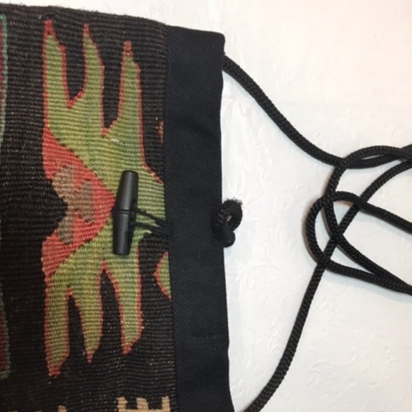 BOHO Flat Woven Kilim Textile Crossbody Bag Wool Handmade Natural Dyes 11"x8.5" - Picture 4 of 6